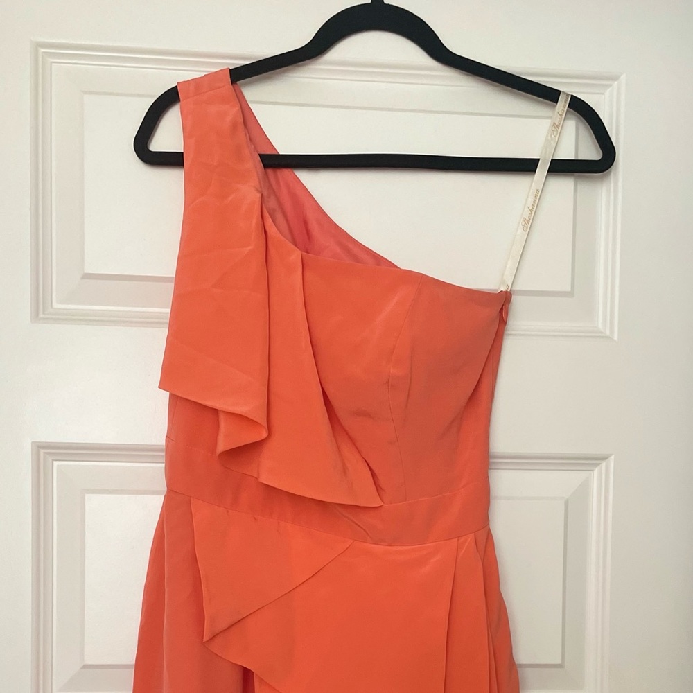 Shoshanna Sadie Silk Coral One Shoulder Dress - Picture 2 of 9